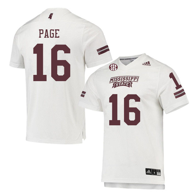 Men #16 DeShawn Page Mississippi State Bulldogs College Football Jerseys Sale-White